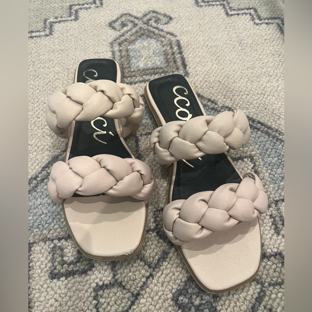 Ccocci cream colored braided sandals flats